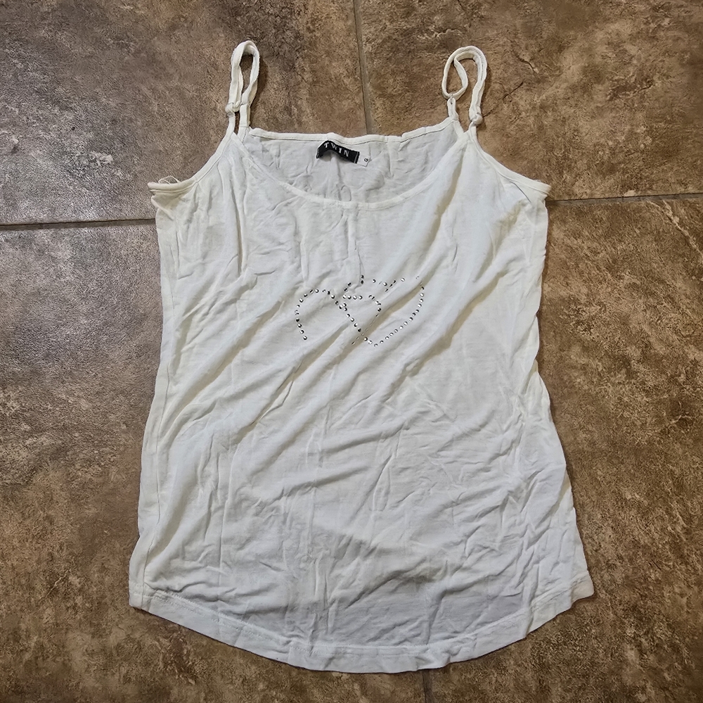 White Doubled Heart | TWIN | Tank